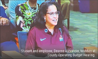 Student and employee, Deanne Alexander, testifies at County Operating Budget Hearing