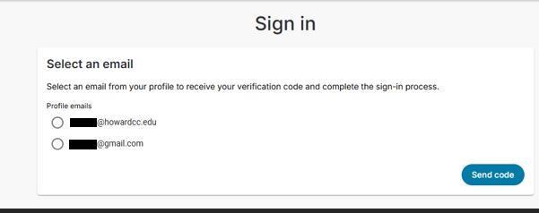 select Set up Multi-factor authentication – “Email code,” choose an email address from the options provided