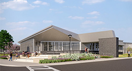 A rendering of the Cathy and Danny Bell Workforce Development and Trades Center