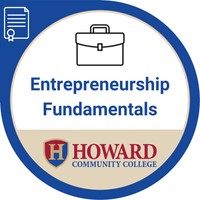Entrepreneurship Fundamentals badge featuring a briefcase icon and Howard Community College logo.